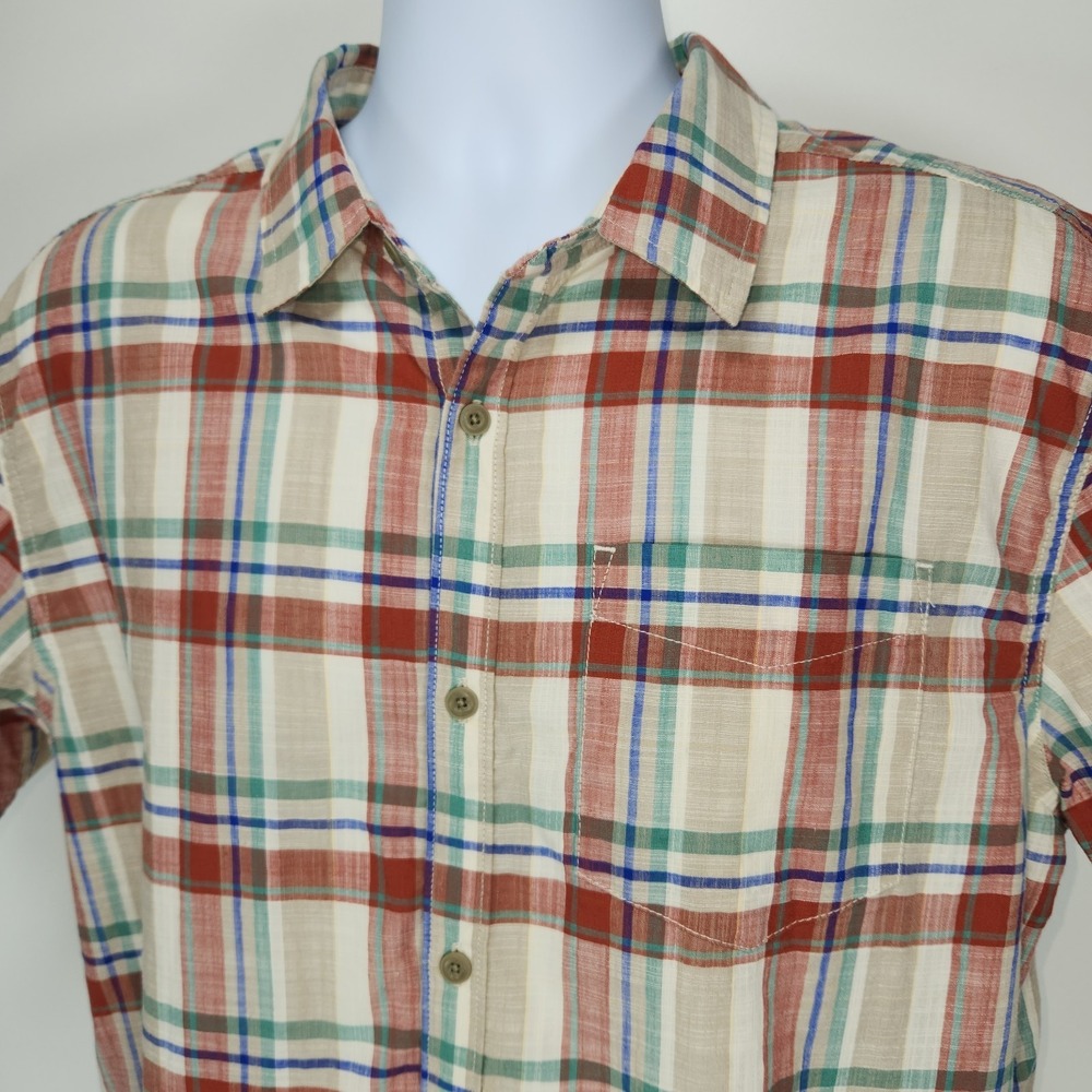 Prana Groveland Shirt Plaid Short Sleeve Button Up Men's L Standard Fit